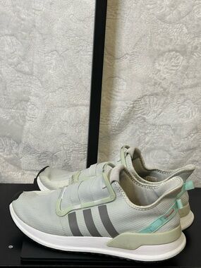 adidas Light Gray and Mint Slip-On Athletic Sneakers
